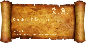 Kordos Mária névjegykártya